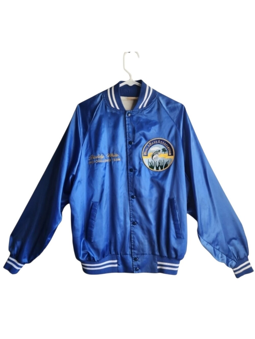 Vtg 90s Auburn Sportswear Satin Snap Jacket Mens Size XL World Bass Association
